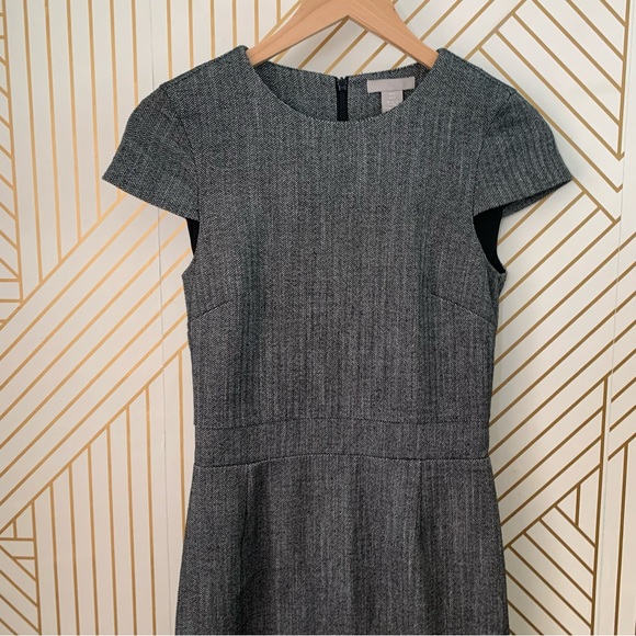 H&M cap neck scoop neck Tweed pencil skirt Sheath Dress size 2 - Picture 3 of 8